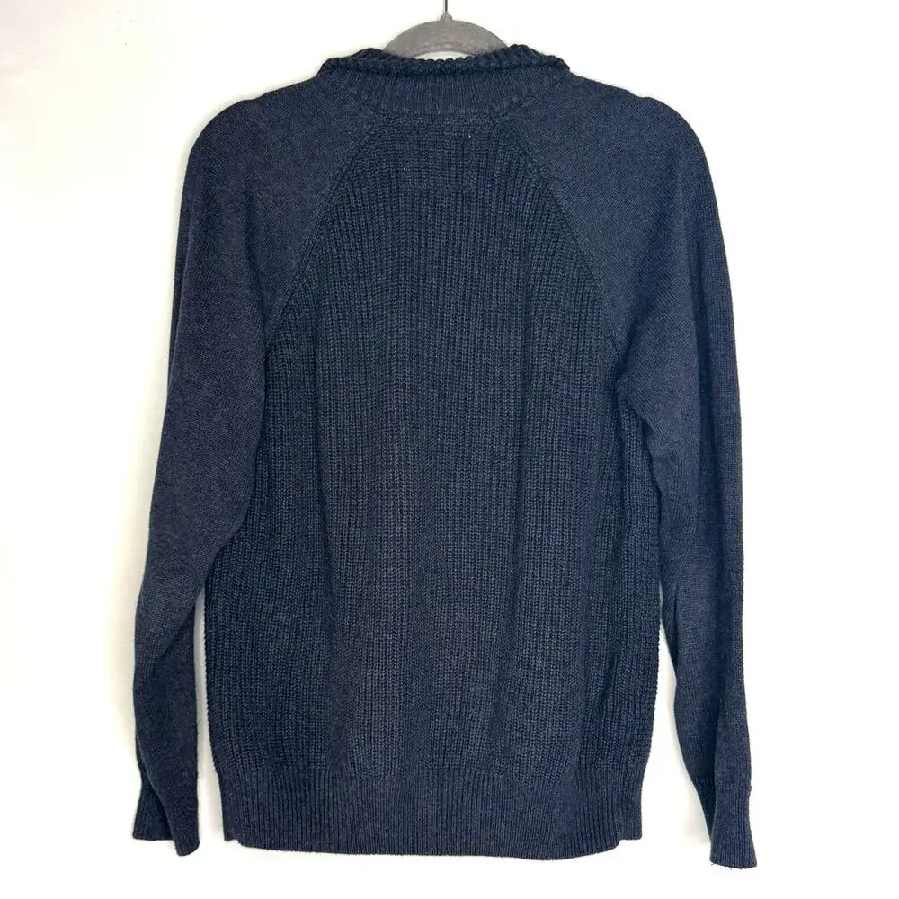 Weatherproof Vintage Men's Size M Navy Blue 100% Cotton Mock Neck Button Sweater
